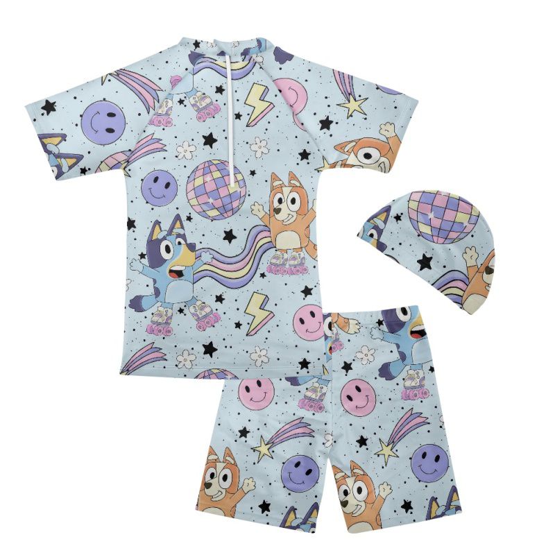 3 Pieces Blue Heeler Puppy Bathing Swim Suits