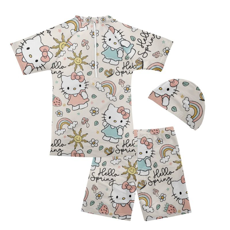 3 Pieces Kitty White Cat Bathing Swim Suits