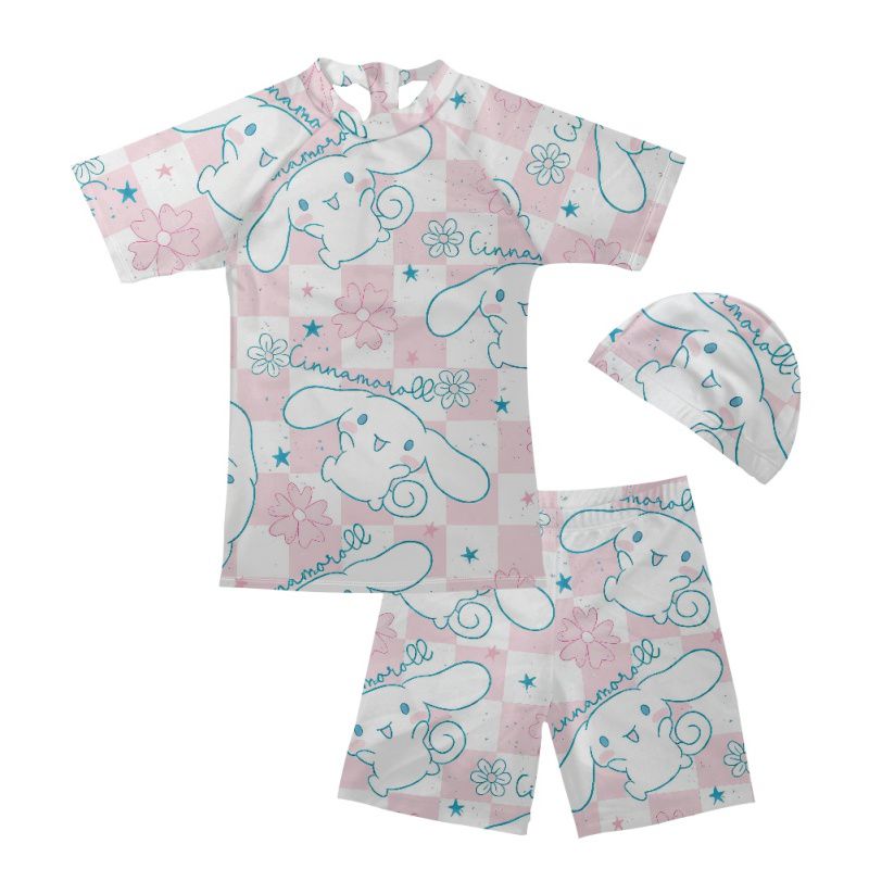 3 Pieces Long Ear White Dog Bathing Swim Suits