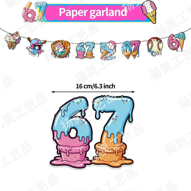 67 Meme Baseball Ice Cream Birthday Party Decorations