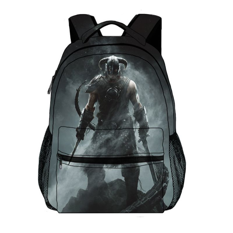 Skyrim Backpack, The Elder Scrolls V, Dragonborn Warrior, Bethesda, Kids Leather Travel School Bag Bookbag – ApesBox