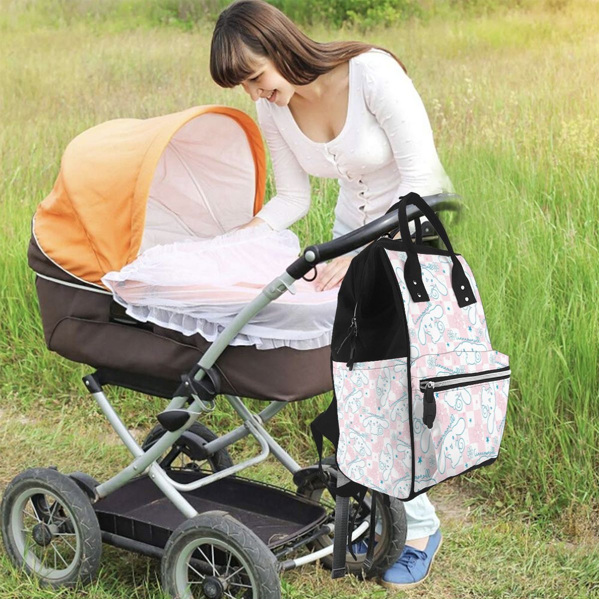 Long Ear White Puppey Diaper Bag Backpack