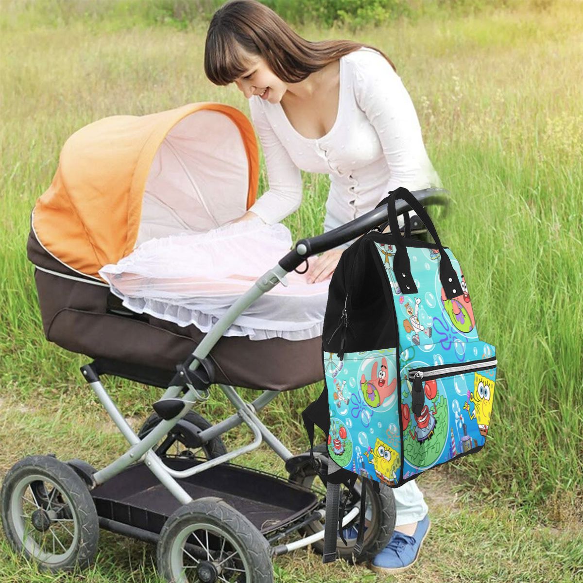 Square Sponge Diaper Bag Backpack