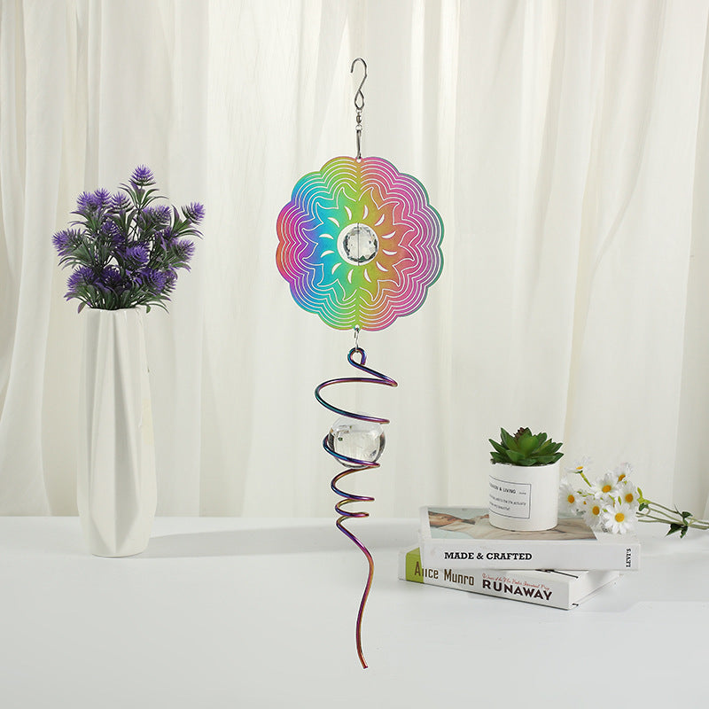 Rainbow Gradient Color Sun Spiral Twister Wind Spiner