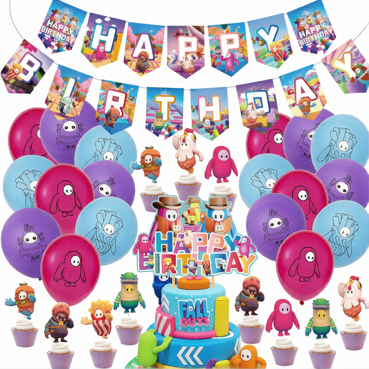 32pcs Cartoon Bean Birthday Balloons Party Decorations