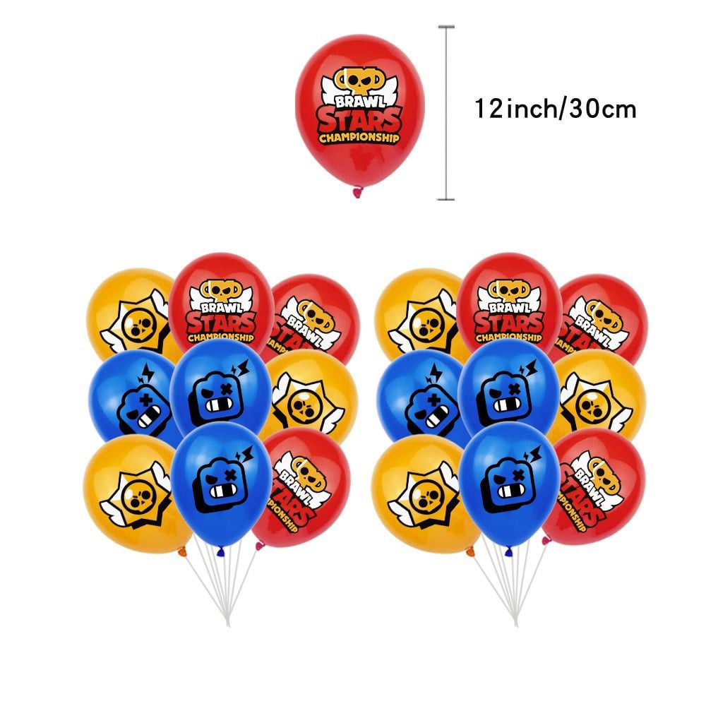 Décoration Anniversaire Brawl Stars, 32 pièces, Ballons Jeu Dessin Animé, Drapeaux de fête Kit Pancartes Gâteaux