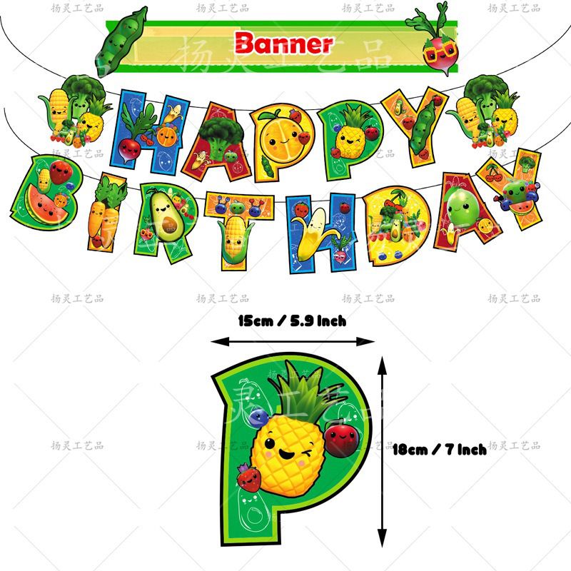 32pcs Cartoon Fruit Birthday Party Decorations