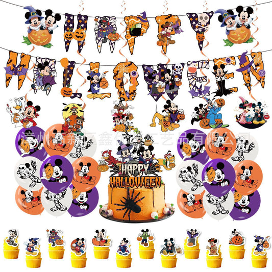 32-teiliges Halloween Mickey Mauss Geburtstagsdekor, Cartoon Disney Luftballons, Party Zubehör Set