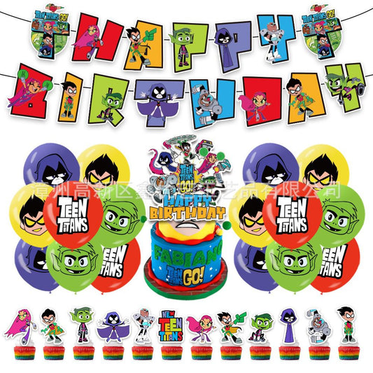 32pcs Cartoon Teen Birthday Balloons Party Decorations