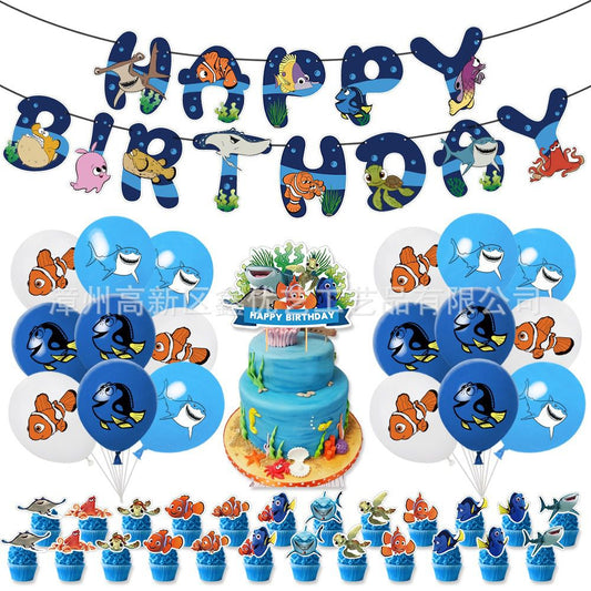 32pcs Cartoon Underwater Birthday Balloons Party Decorations