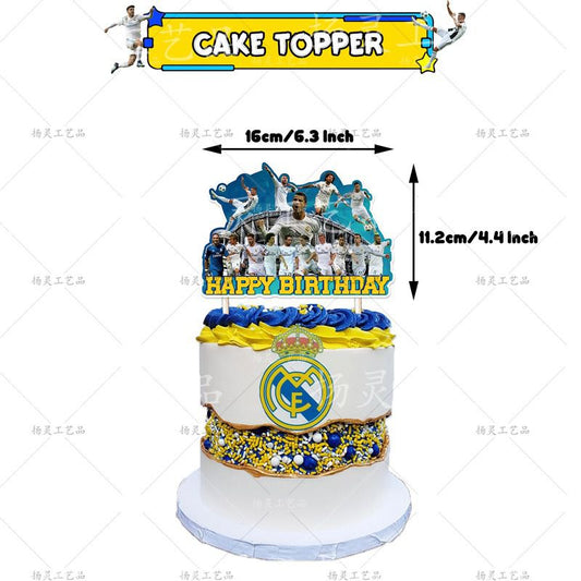 32-teiliges Real Madrid CF Geburtstagsdekor, Fußball Luftballons, Party Kuchen Angebot Set