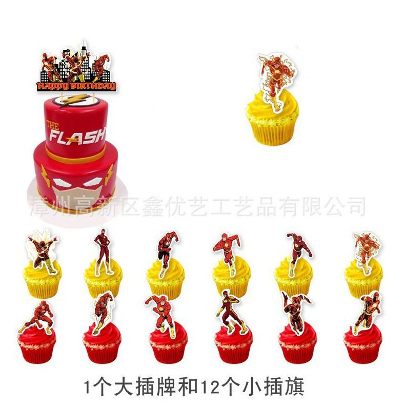 32-teiliges The Flash Geburtstagsdekor, DC-Superheld Luftballons, Party Kuchen Angebot Set