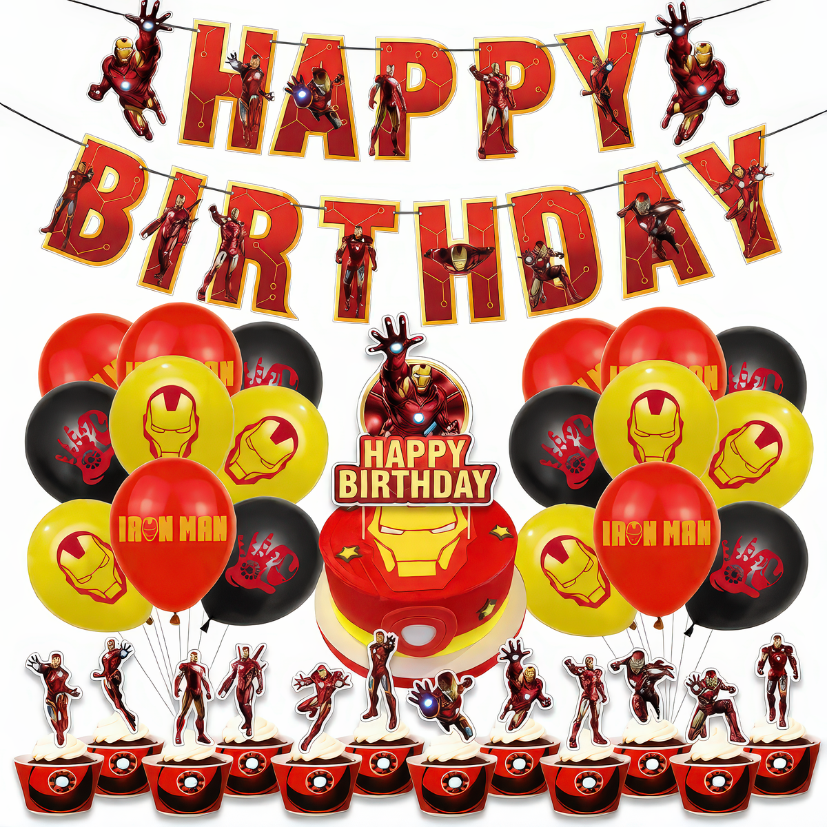 32pcs Superhero Iron Birthday Party Decorations