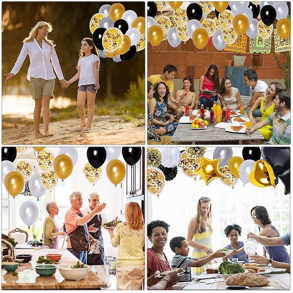 40pcs Black Gold Birthday Balloons Party Decorations