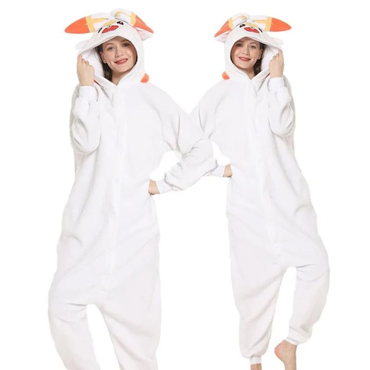 Kigurumi Hopplo, Pokemon Scorbunny Onesie, Feuer Spezies, Nintendo Kostüm Schlafanzug Fußballer