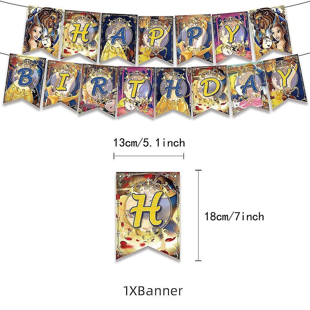 32-teiliges Die Schöne und das Biest Geburtstagsdekor, Disney Prinzessin Luftballons, Party Kuchen Angebot Set