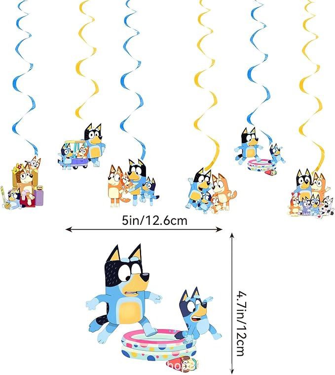 38pcs Cartoon Blue Dogs Birthday Balloons Party Decorations