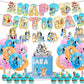 38pcs Cartoon Blue Dogs Birthday Balloons Party Decorations