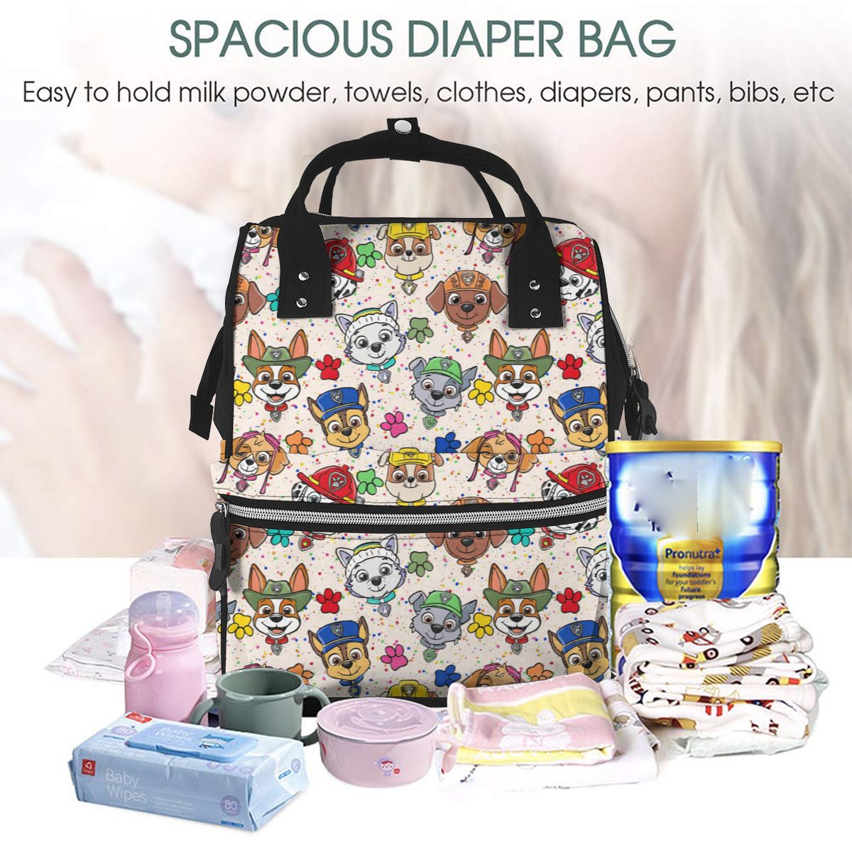 Cartoon Brave Puppies Diaper Bag Backpack