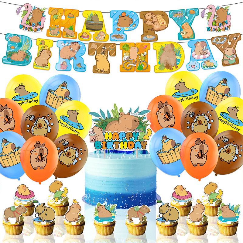 32pcs Cartoon Capybara Birthday Balloons Party Decorations