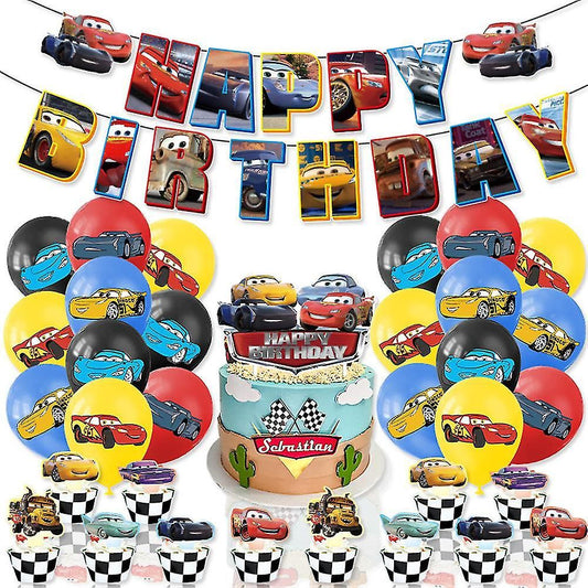 34pcs Cartoon Cars Birthday Balloons Party Decorations