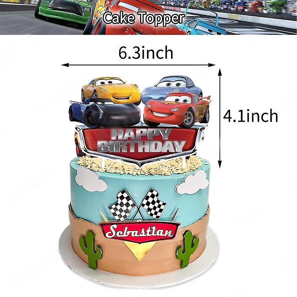 Décoration Anniversaire Cars, 34 Pièces Ballons Disney Lightning Mcqueen, Drapeaux Pour Gâteaux Fête