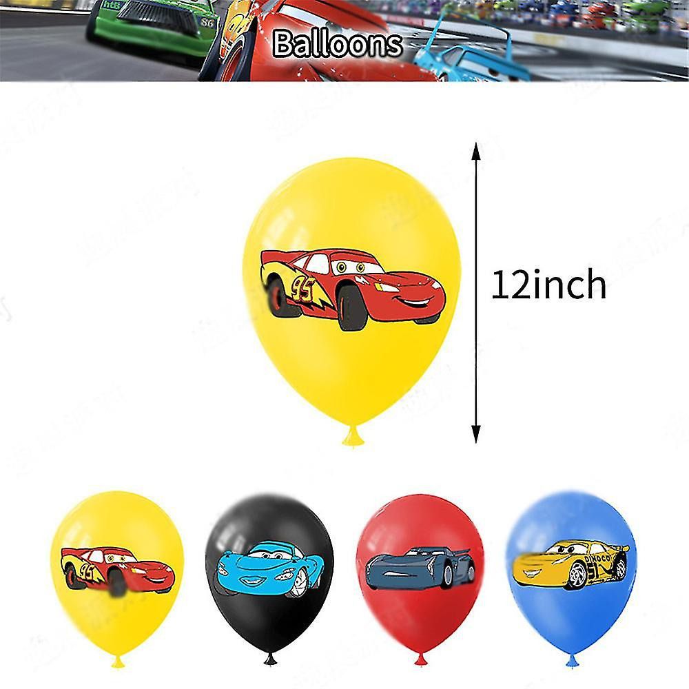 34pcs Luftballons Cars, Karikatur Disney Lightning McQueen Geburtstagsdeko, Party Flaggen Kuchen Set