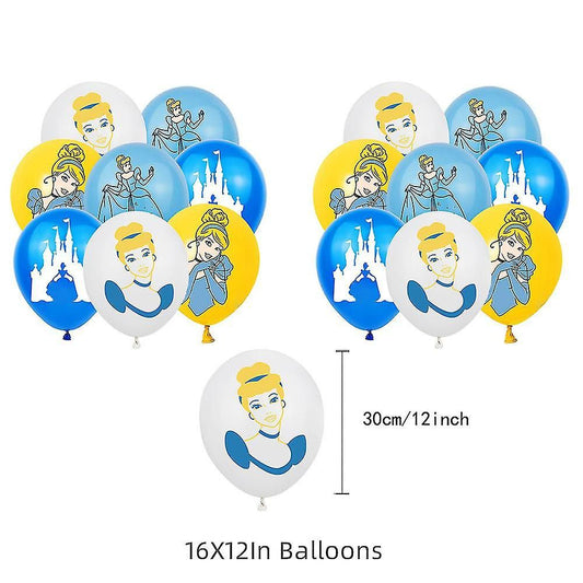 Décoration Anniversaire Cinderella, 30 Pièces Ballons Disney Cendrillon, Drapeaux Pour Gâteaux Fête