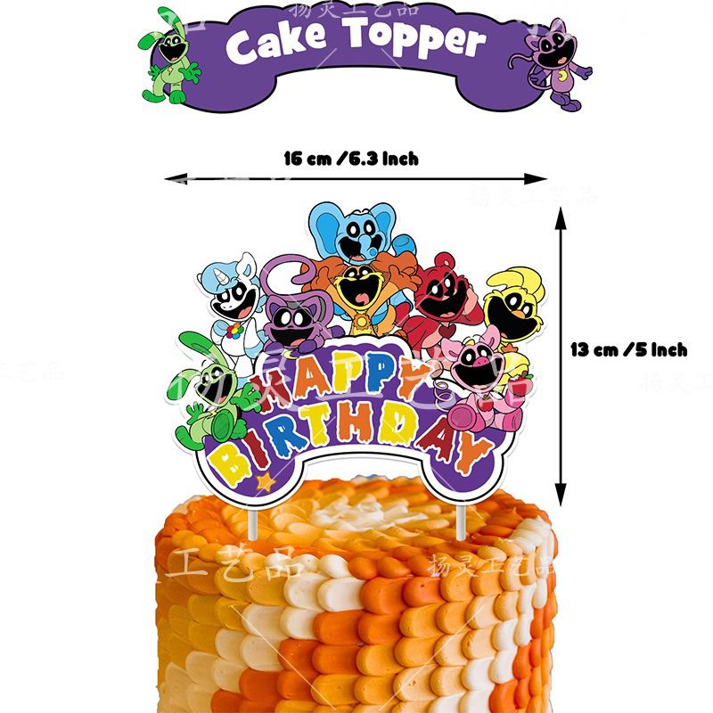 30-teiliges Smiling Critters Geburtstagsdekor, Cartoon Poppy Playtime Luftballons, Party Kuchen Angebot Set