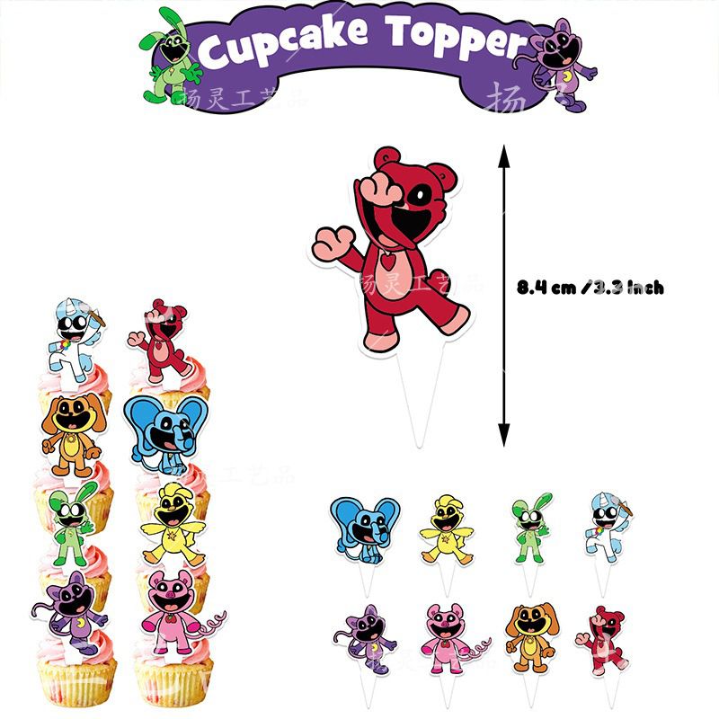 30-teiliges Smiling Critters Geburtstagsdekor, Cartoon Poppy Playtime Luftballons, Party Kuchen Angebot Set