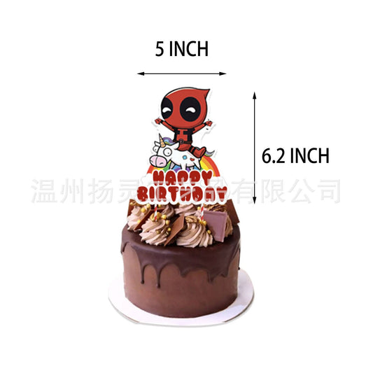 32pcs Luftballons DeadPool, Karikatur Geburtstagsdeko, Party Flaggen Kuchen Set