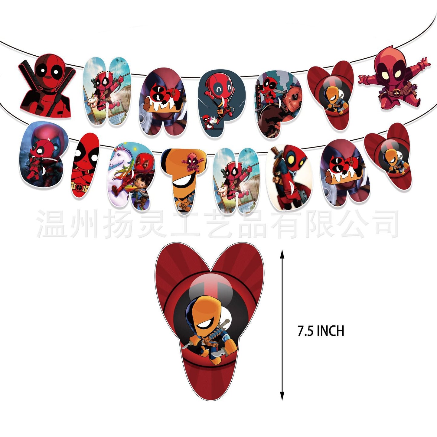 32pcs Luftballons DeadPool, Karikatur Geburtstagsdeko, Party Flaggen Kuchen Set