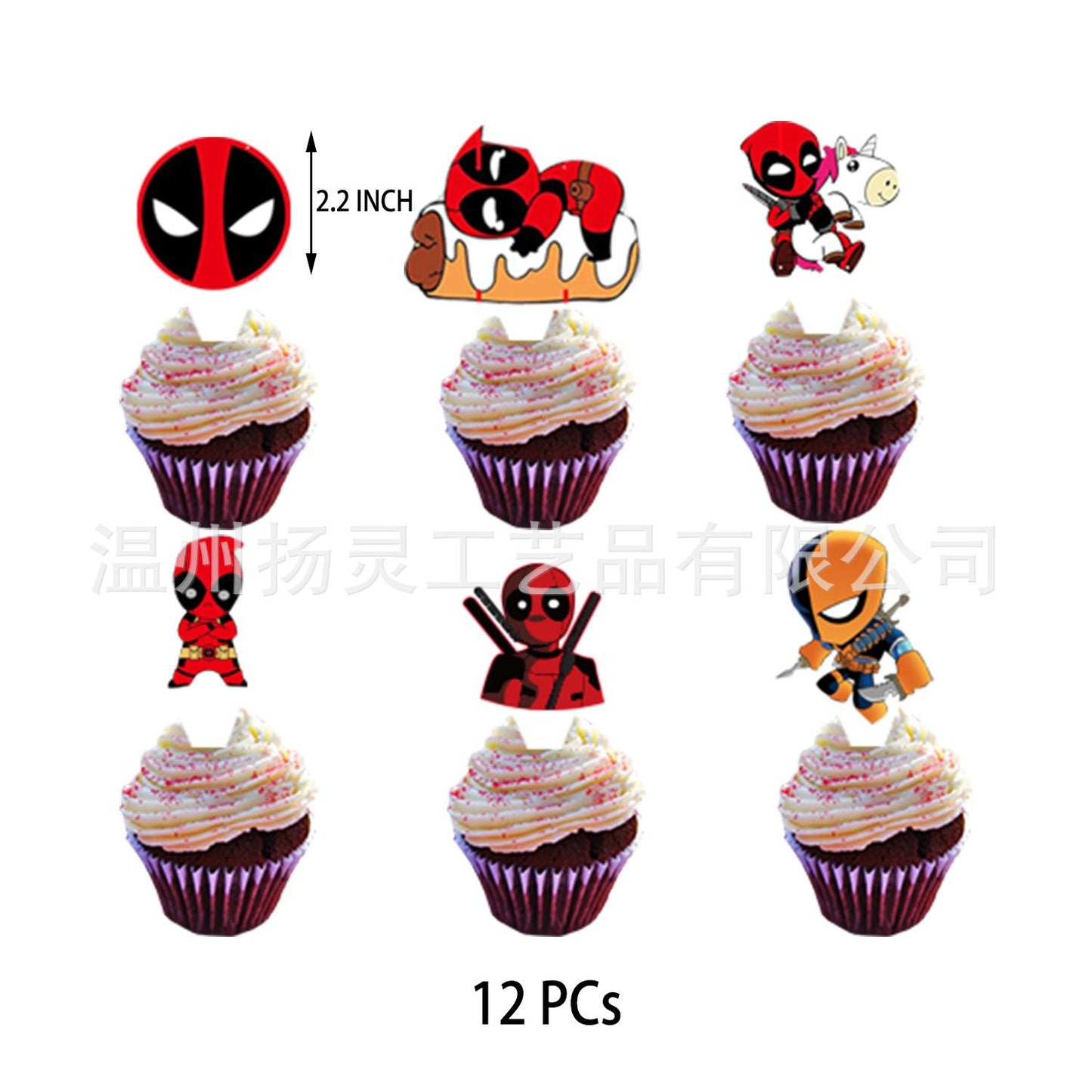 32pcs Luftballons DeadPool, Karikatur Geburtstagsdeko, Party Flaggen Kuchen Set