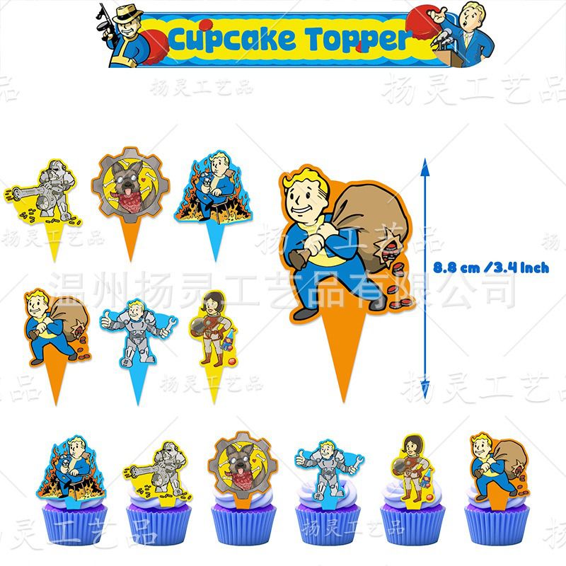 32-teiliges Fallout Geburtstagsdekor, Cartoon Luftballons, Party Kuchen Angebot Set