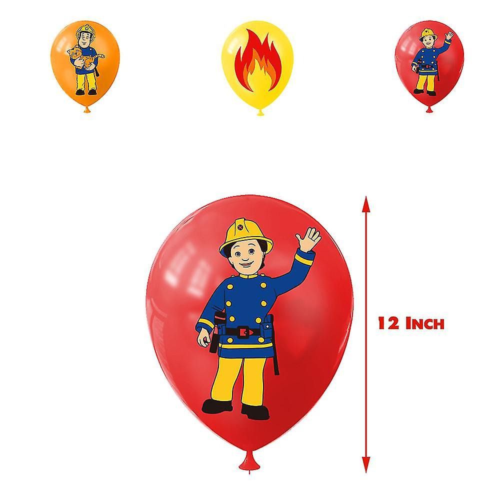 32-teiliges Feuerwehrmann Sam Geburtstagsdekor, Cartoon Fireman Luftballons, Party Kuchen Angebot Set