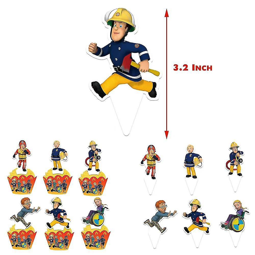 32-teiliges Feuerwehrmann Sam Geburtstagsdekor, Cartoon Fireman Luftballons, Party Kuchen Angebot Set