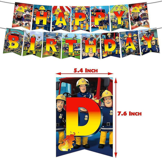 32-teiliges Feuerwehrmann Sam Geburtstagsdekor, Cartoon Fireman Luftballons, Party Kuchen Angebot Set