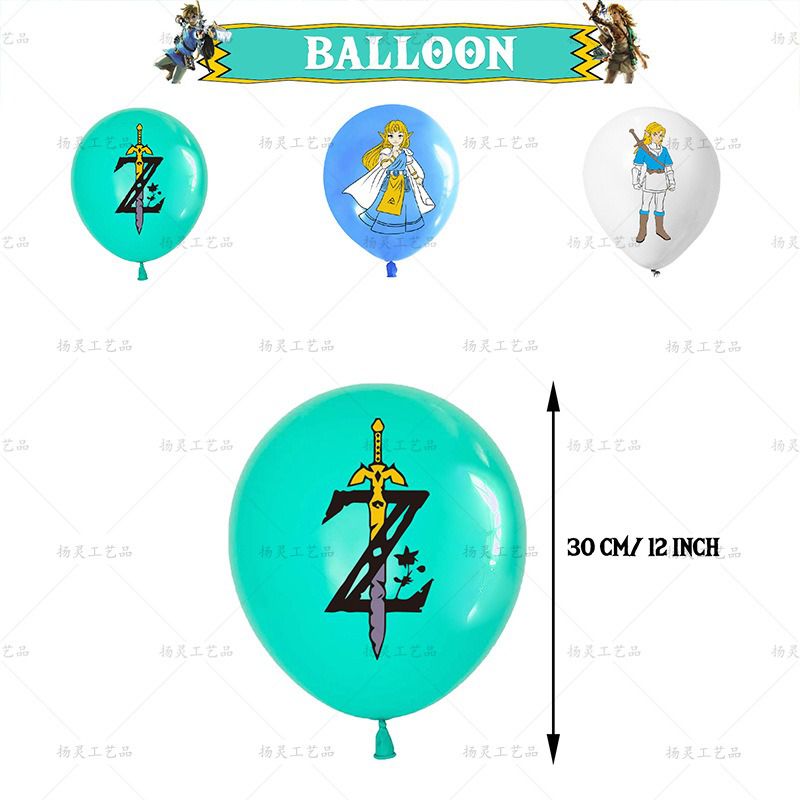 Décoration Anniversaire Zelda, 32 Pièces Ballons Nintendo, Drapeaux Pour Gâteaux Fête