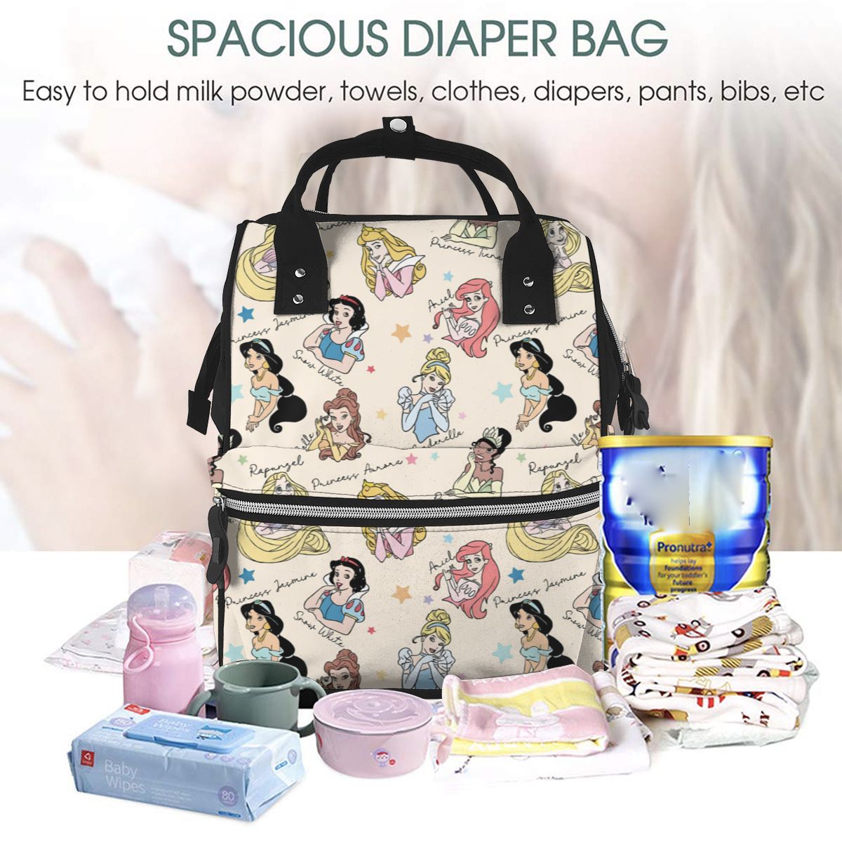 Cartoon Girly Princess Diaper Bag Backpack