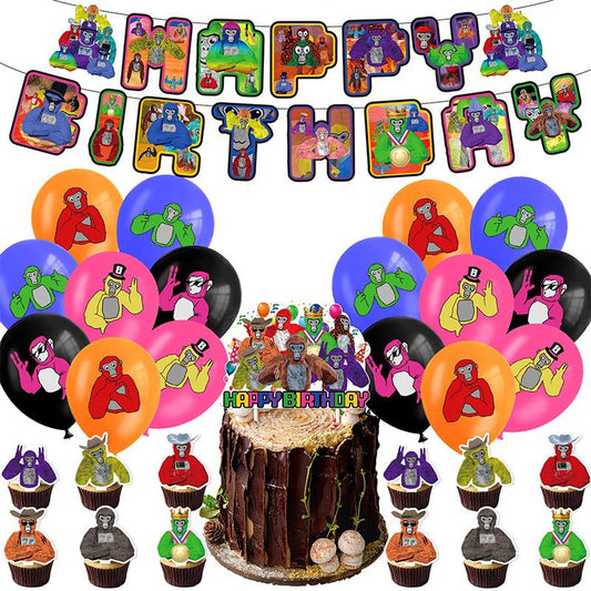 30pcs Cartoon Gorilla Birthday Balloons Party Decorations