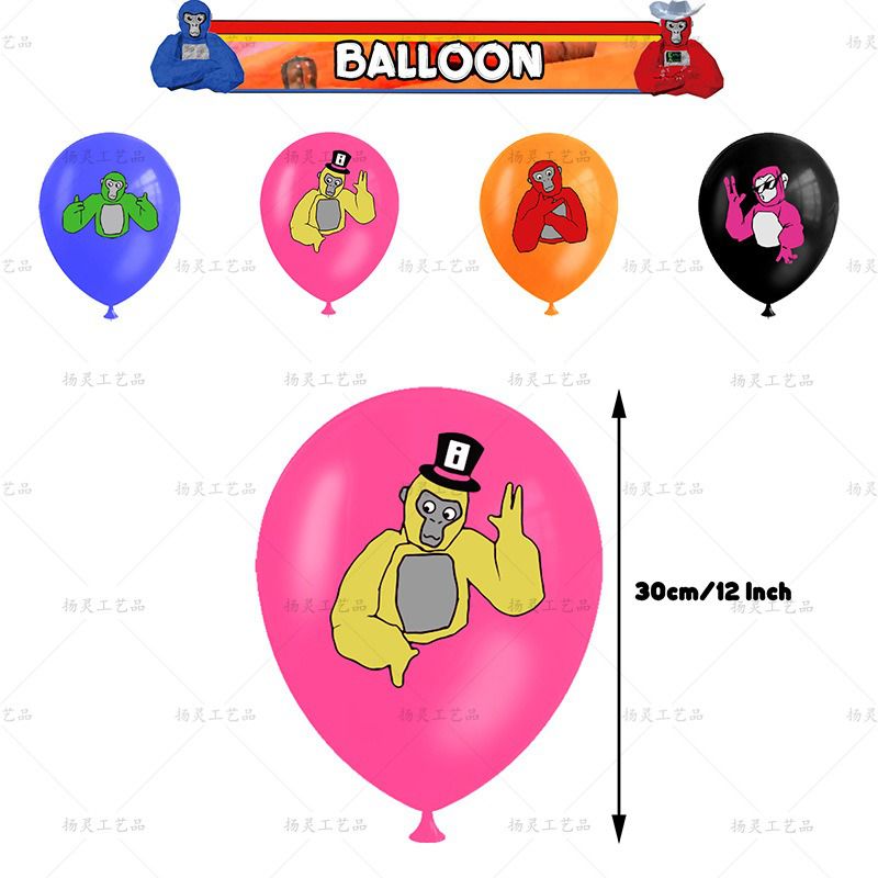 30-teiliges Gorilla Tag Geburtstagsdekor, Cartoon Luftballons, Party Kuchen Angebot Set