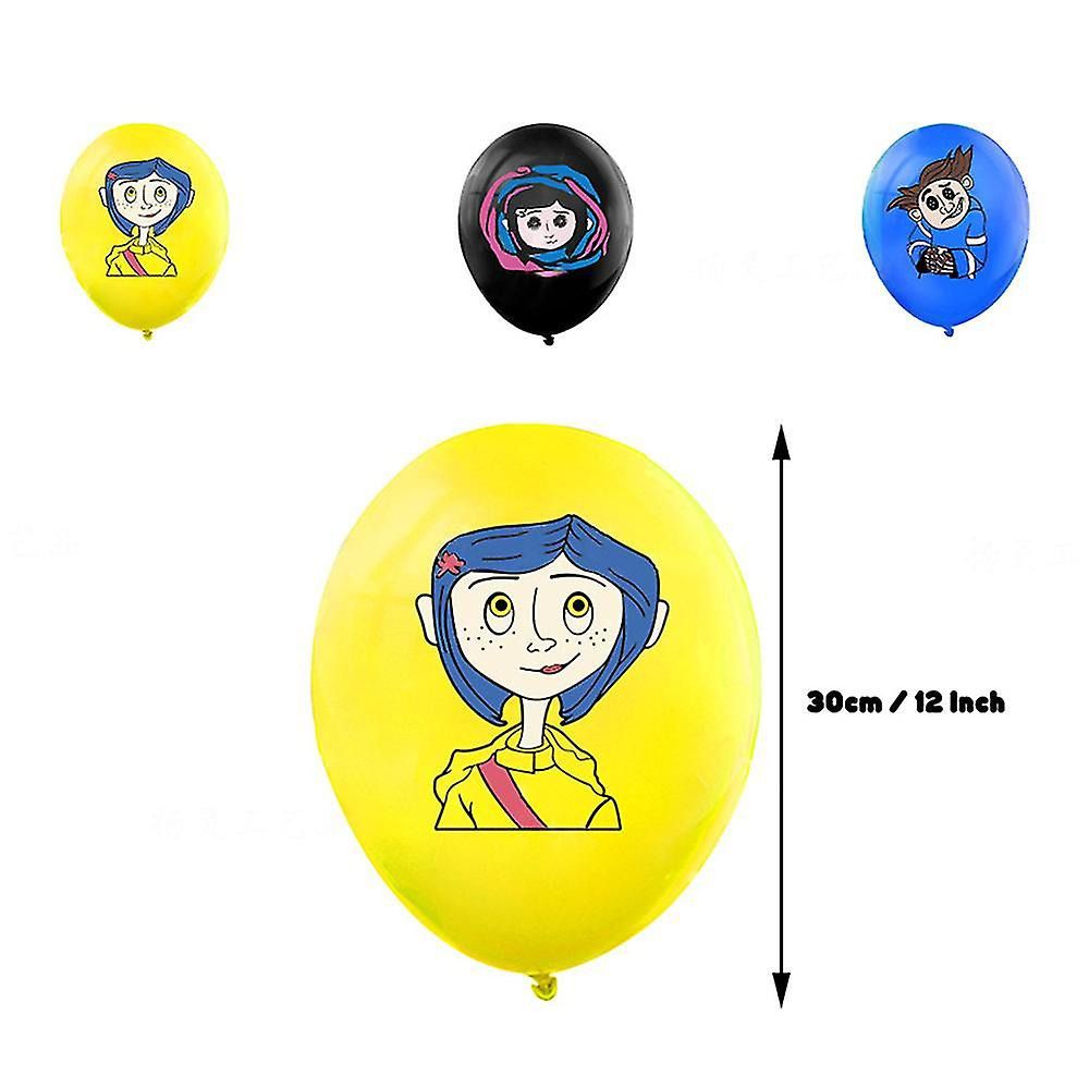 Décoration Anniversaire Coraline, 32 Pièces Ballons, Drapeaux Pour Gâteaux Fête