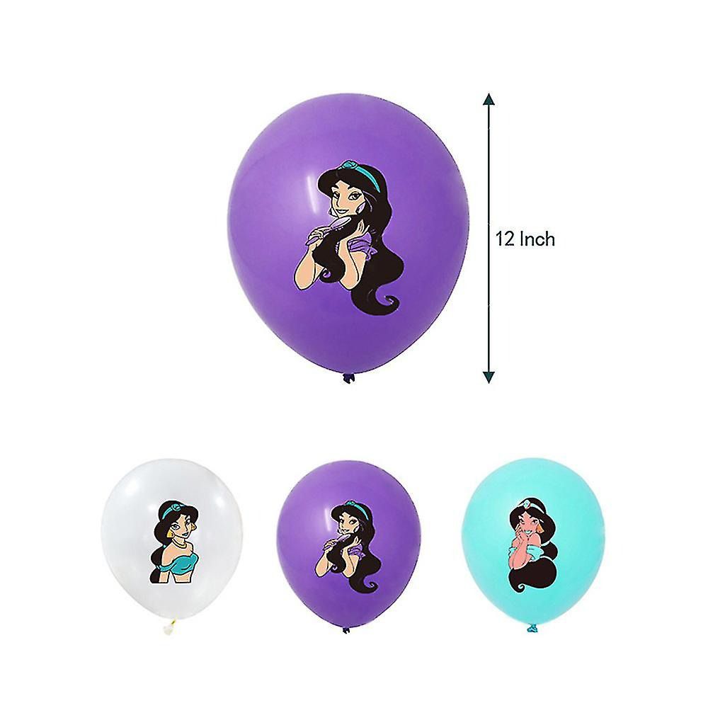 Décoration Anniversaire Princesse Jasmine, 38 Pièces Ballons Disney, Drapeaux Pour Gâteaux Fête