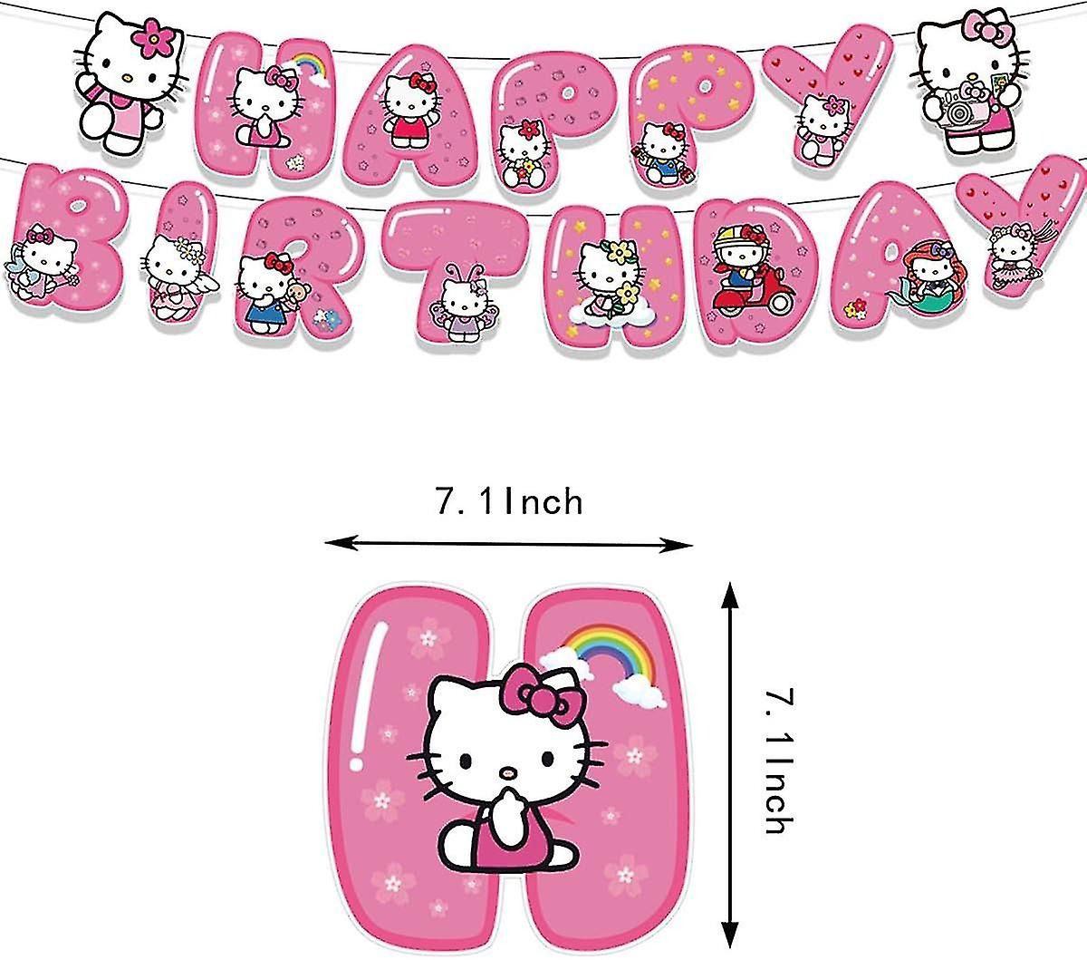 38pcs Cartoon Kids Kitty Birthday Balloons Party Decorations