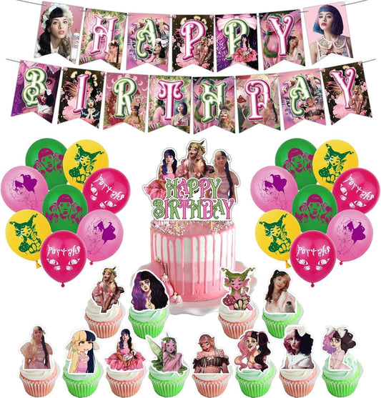 30pcs Luftballons Melanie Martinez, Geburtstagsdeko, Party Flaggen Kuchen Set