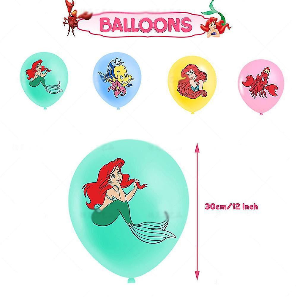 30pcs Cartoon Mermid Birthday Balloons Party Decorations