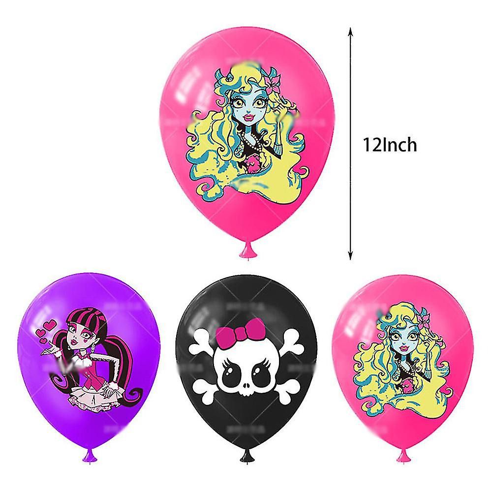 Décoration Anniversaire Monster High, 30 Pièces Ballons, Drapeaux Pour Gâteaux Fête