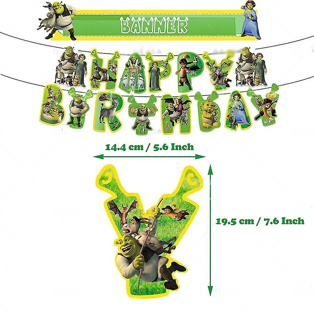 30pcs Luftballons Shrek, Karikatur Disney Geburtstagsdeko, Party Flaggen Kuchen Set