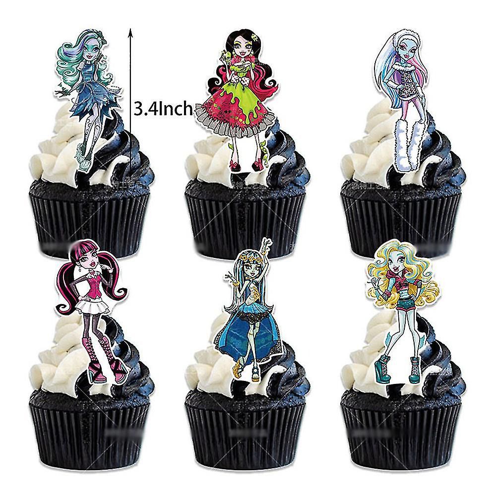 Décoration Anniversaire Monster High, 30 Pièces Ballons, Drapeaux Pour Gâteaux Fête