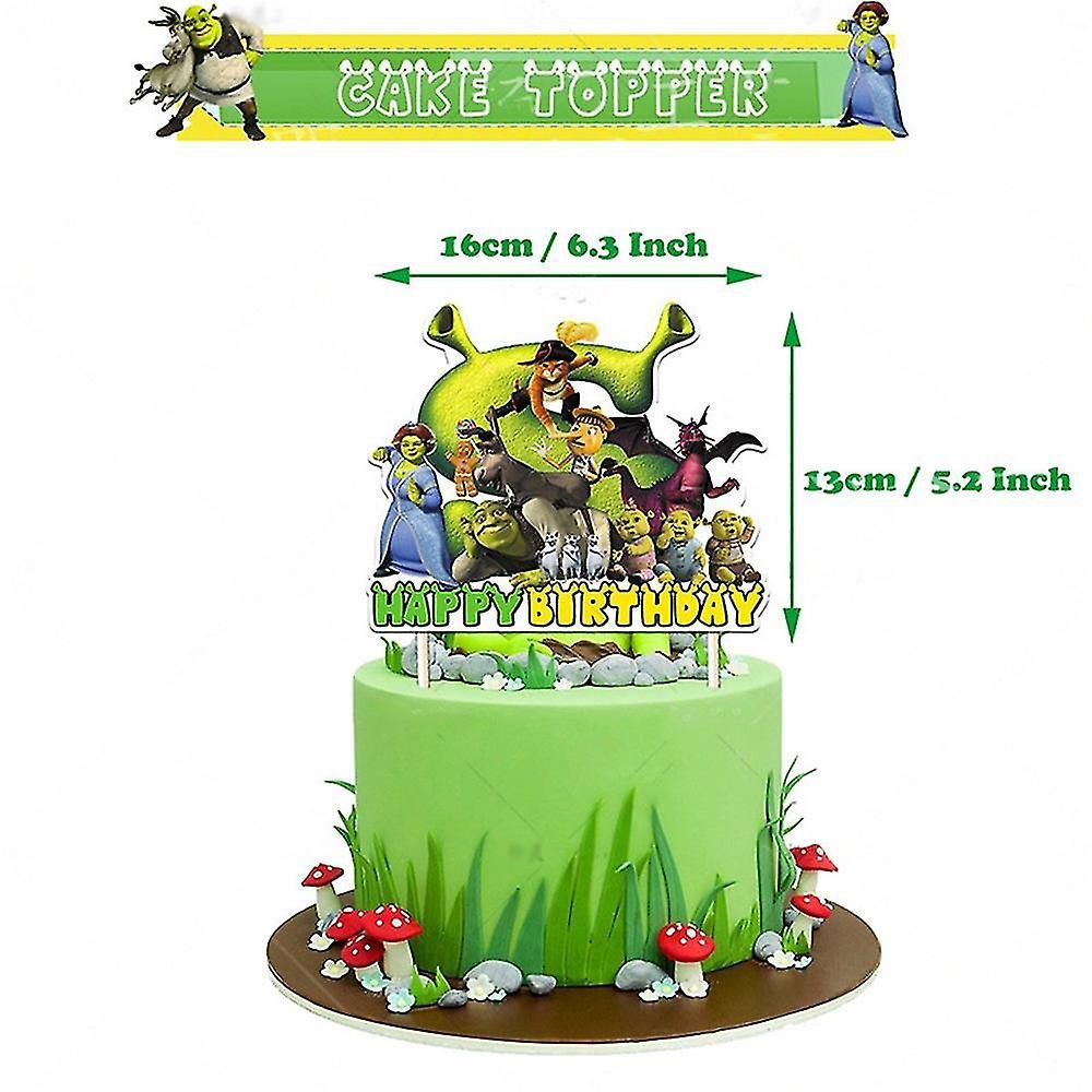 30pcs Luftballons Shrek, Karikatur Disney Geburtstagsdeko, Party Flaggen Kuchen Set